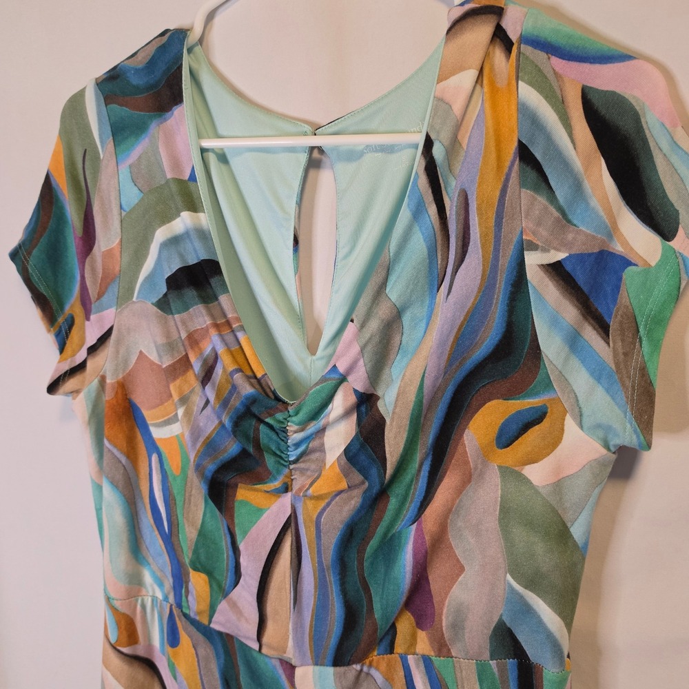 Soft Surroundings Jumpsuit Small Multicolor Abstract Swirl Boho Artsy 2DC76 - Picture 2 of 9